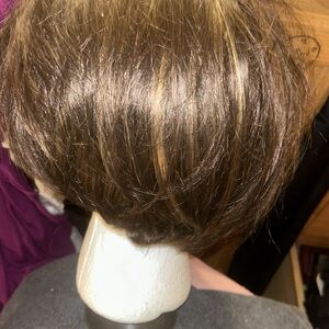 Supet Short Bob brunette Wig; coppery high lights